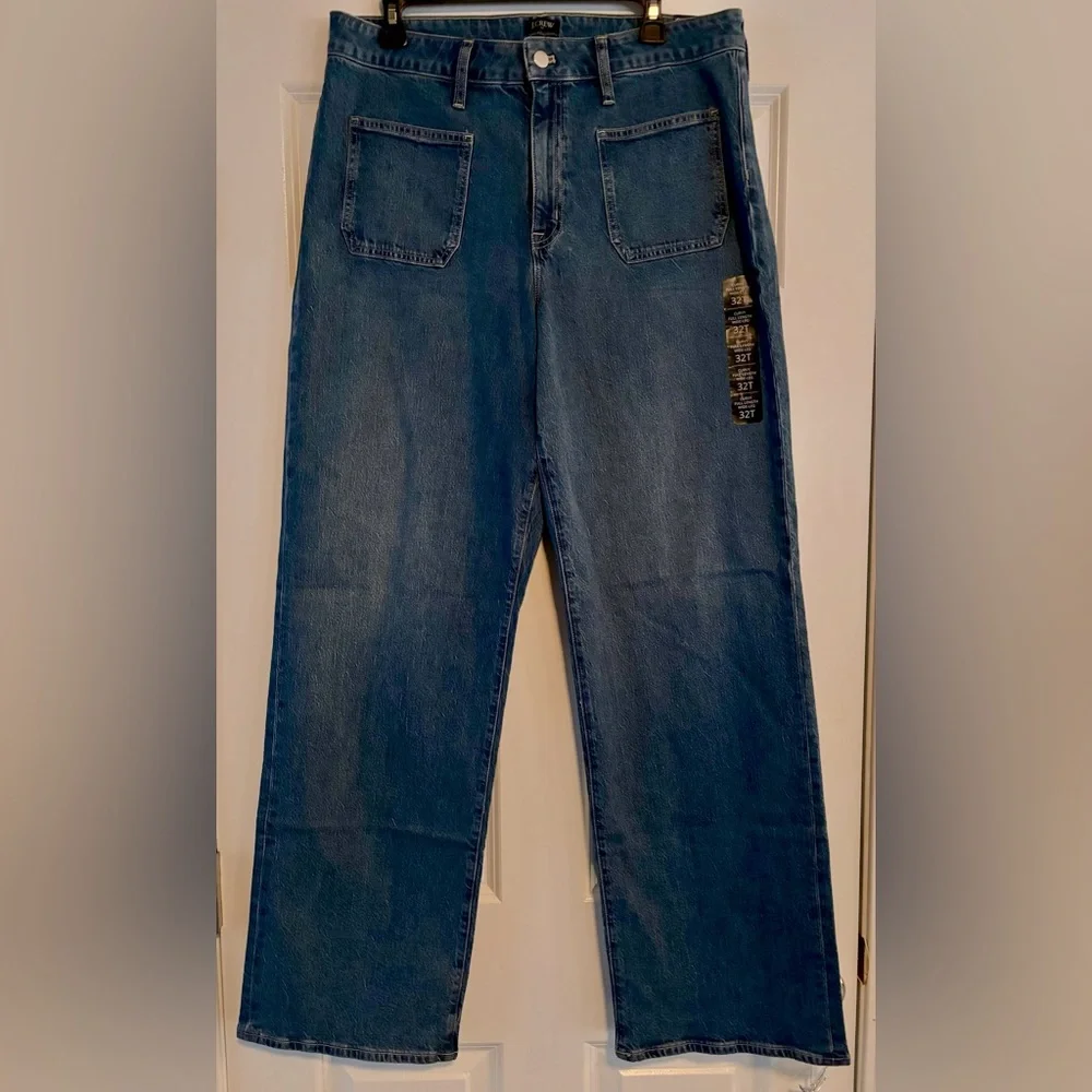 J. Crew Wide Leg Women's Jeans with Front Patch Pockets, size 32T